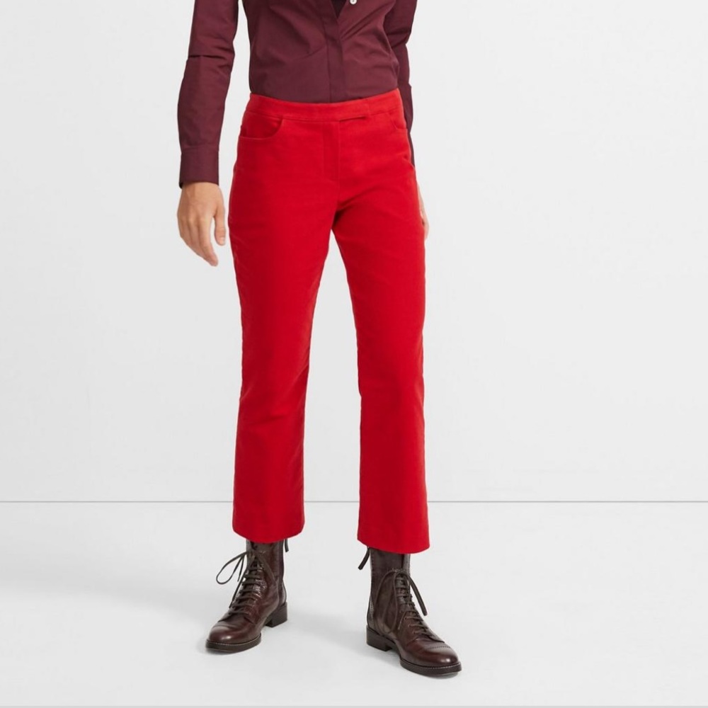 Theory red crop Moleskin pants